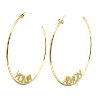 Stainless Steel Hoop Earring, 304 Stainless Steel, Vacuum Ion Plating, Each custom text must be less than 10 letters & for woman, golden 