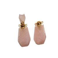 Rose Quartz Perfume Bottle Pendant, with Zinc Alloy, polished, mixed colors, 5-60mm 