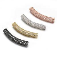 Brass Curved Tube Beads, plated, DIY & micro pave cubic zirconia 