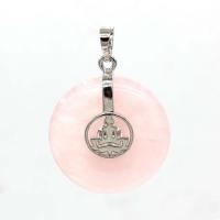 Gemstone Zinc Alloy Pendants, with Zinc Alloy, Round, fashion jewelry & Unisex 