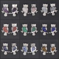 Gemstone Zinc Alloy Pendants, with Zinc Alloy, Owl, fashion jewelry & Unisex 