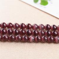 Cats Eye Beads, Round, polished, DIY fuchsia 