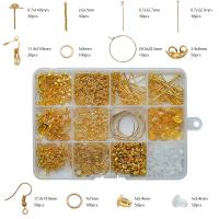 fer Ensemble de recherche de boucle d’oreille, avec Boîte en plastique, Placage de couleur d'or, DIY, couleurs mélangées, Environ îte, Vendu par boîte