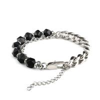 acier inoxydable 316L bracelet, avec pierre gemme & agate noire, avec 1.97inch chaînes de rallonge, Surface de coupe de l'étoile & bijoux de mode & différents matériaux pour le choix & styles différents pour le choix & pour homme, 10mm,8mm Environ 7.48 pouce, Environ 8.27 pouce, Vendu par PC