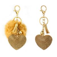 Chaîne fourrure animale Key, Velveteen, avec Peluche & alliage de zinc, coeur, styles différents pour le choix & pour femme & avec strass Vendu par PC