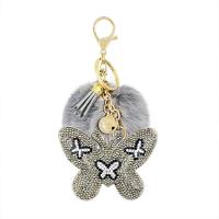 Chaîne fourrure animale Key, Velveteen, avec Peluche & alliage de zinc, Placage de couleur d'or, styles différents pour le choix & pour femme & avec strass, 160mm, Vendu par PC