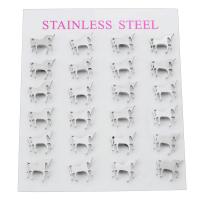 Edelstahl Stud Ohrring, 304 Edelstahl, Einhorn, für Frau, originale Farbe, 9x9x12.5mm, 24PCs/setzen, verkauft von setzen