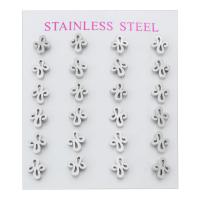 Edelstahl Stud Ohrring, 304 Edelstahl, für Frau & hohl, originale Farbe, 7x8x13mm, 24PCs/setzen, verkauft von setzen