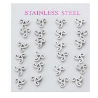 Edelstahl Stud Ohrring, 304 Edelstahl, für Frau & hohl, originale Farbe, 9x8x13mm, 24PCs/setzen, verkauft von setzen