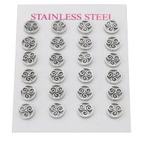 Edelstahl Stud Ohrring, 304 Edelstahl, für Frau & hohl, originale Farbe, 8x8x13mm, 24PCs/setzen, verkauft von setzen