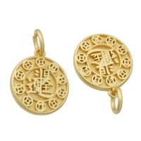 Brass Jewelry Pendants, Flat Round, matte gold color plated, frosted Approx 4mm 