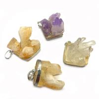 Natural Quartz Pendants, with Brass, irregular, plated, Unisex 