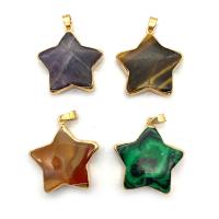 Piedras preciosas colgantes de latón, Piedra natural, con metal, Estrella, chapado en color dorado, diferentes materiales para la opción & unisexo, más colores para la opción, 31mm, Vendido por UD