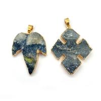 Ice Quartz Agate Pendants, with Brass, gold color plated, Unisex 