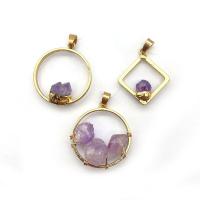 Amethyst Anhänger Februar Birthstone, mit Messing, goldfarben plattiert, unisex & verschiedene Stile für Wahl, keine, verkauft von PC