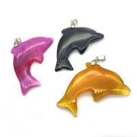 Mixed Agate Pendants, Dolphin, Unisex 