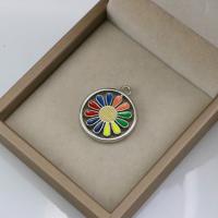 Zinc Alloy Enamel Pendants, Round, machine polished, fashion jewelry & DIY & Unisex, original color 