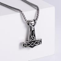 Stainless Steel Jewelry Necklace, 304 Stainless Steel, Hammer of Thor, Vacuum Ion Plating, fashion jewelry & DIY & Unisex & blacken, original color cm 