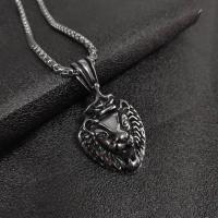 Stainless Steel Jewelry Necklace, 304 Stainless Steel, Lion, Vacuum Ion Plating, fashion jewelry & DIY & for man & blacken, original color cm 