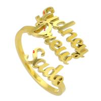 acero inoxidable 304 Anillo de dedo Cuff, Recubrimiento iónico al vacío, Cada texto personalizado debe tener menos de 10 letras & Joyería & para mujer, dorado, Vendido por UD