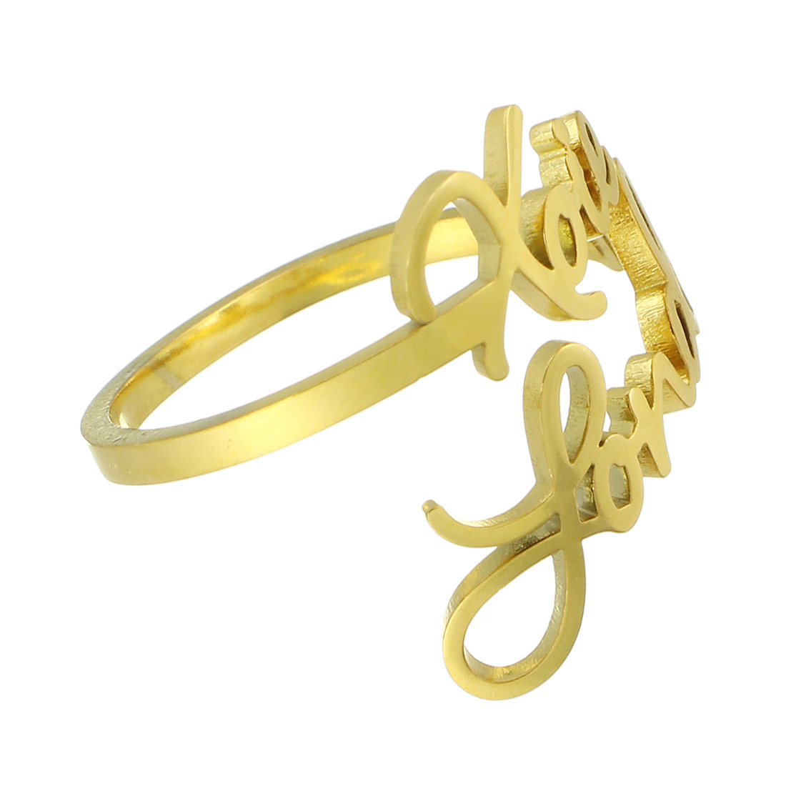 acero inoxidable 304 Anillo de dedo Cuff, Recubrimiento iónico al vacío, Cada texto personalizado debe tener menos de 10 letras & Joyería & para mujer, dorado, Vendido por UD