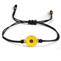 Nylonschnur Armbänder, Legierung, mit Nylon, Sonnenblume, Einstellbar & für Frau & Emaille, 19mm, Länge:30 cm, verkauft von Strang