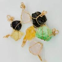 Gemstone Brass Pendants, with Brass, fashion jewelry & Unisex 