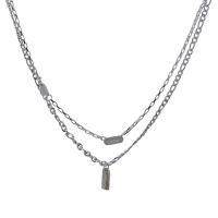 Stainless Steel Jewelry Necklace, 314 Stainless Steel, with 1.96inch extender chain, Double Layer & fashion jewelry & Unisex & with letter pattern, original color Approx 15.7 Inch 