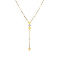 Collier de bijoux de titane, Acier titane, Placage, pour femme & avec strass, doré Environ 60 cm, Vendu par PC