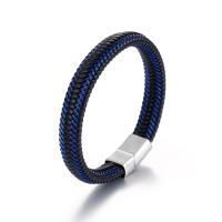 Cuir bracelet, avec Acier titane, Vintage & pour homme, noire, 12mm Environ 8.46 pouce, Vendu par PC