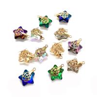 Colgantes de cristal latón, con metal, Estrella, chapado en color dorado, Bricolaje & facetas, más colores para la opción, 13x16mm, Vendido por UD