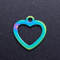 pendentifs de cœur en inox , 201 acier inoxydable, coeur, Placage ionique sous vide, bijoux de mode & DIY & unisexe & normes différentes pour le choix & styles différents pour le choix, multicolore Vendu par sac