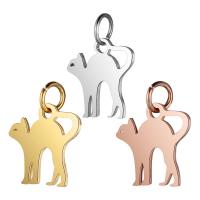 Edelstahl Tier Anhänger, 201 Edelstahl, Katze, Vakuum-Ionen-Beschichtung, Modeschmuck & poliert & DIY & unisex, keine, 16x12mm, 5PCs/Tasche, verkauft von Tasche