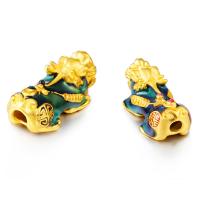 Brass Jewelry Beads, Mythical Wild Animal, plated, change their color according to the temperature, mixed colors 