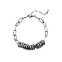 Edelstahl Charm Armband, Zinklegierung, mit 314 Edelstahl, mit Verlängerungskettchen von 1.96inch, Kreisring, plattiert, Modeschmuck & unisex, Länge:ca. 7.8 ZollInch, verkauft von PC