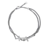 Edelstahl Charm Armband, 314 Edelstahl, mit Verlängerungskettchen von 1.96inch, Kreuz, Doppelschicht & Modeschmuck & unisex, originale Farbe, 25mm, Länge:ca. 5.9 ZollInch, verkauft von PC