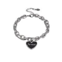 Edelstahl Charm Armband, 314 Edelstahl, mit Verlängerungskettchen von 1.96inch, Herz, Doppelschicht & Modeschmuck & unisex & Emaille, originale Farbe, Länge:ca. 7.4 ZollInch, verkauft von PC