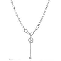 Stainless Steel Jewelry Necklace, 314 Stainless Steel, with 1.96inch extender chain, Letter G, fashion jewelry & Unisex, original color Approx 16.5 Inch 