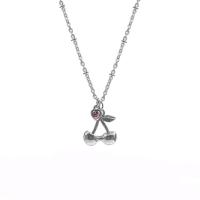 Stainless Steel Jewelry Necklace, 314 Stainless Steel, with 1.96inch extender chain, Cherry, fashion jewelry & for woman & with rhinestone, original color Approx 15.7 Inch 