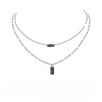 Stainless Steel Jewelry Necklace, 314 Stainless Steel, with 1.96inch extender chain, Double Layer & with letter pattern & for woman, original color Approx 16.9 Inch, Approx  14.9 Inch 