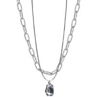 Stainless Steel Jewelry Necklace, 314 Stainless Steel, with 1.96inch extender chain, Double Layer & fashion jewelry & Unisex Approx 15.7 Inch, Approx  17.7 Inch 