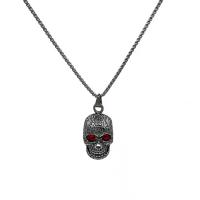 Stainless Steel Jewelry Necklace, 314 Stainless Steel, Skull, fashion jewelry & Unisex & with rhinestone Approx 23.6 Inch 