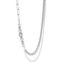 Stainless Steel Jewelry Necklace, 314 Stainless Steel, with Plastic Pearl, with 2.36inch extender chain, Double Layer & fashion jewelry & for woman Approx 17.1 Inch 