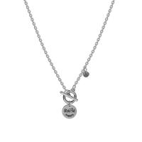 Stainless Steel Jewelry Necklace, 314 Stainless Steel, Flat Round, oval chain & with letter pattern & for woman Approx 25.6 Inch 