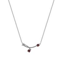 Stainless Steel Jewelry Necklace, 314 Stainless Steel, with 1.96inch extender chain, Cherry, oval chain & for woman & with rhinestone Approx 15.3 Inch 