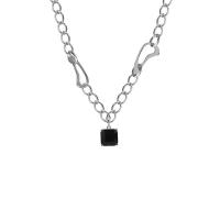 Stainless Steel Jewelry Necklace, 314 Stainless Steel, with Glass, with 1.96inch extender chain, Square, fashion jewelry & twist oval chain & for woman Approx 18.1 Inch 