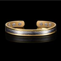 Brass Cuff Bangle, with Magnet, plated, for woman, golden, 8mm cm 