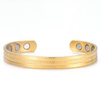 Brass Cuff Bangle, with Magnet, plated, for woman, golden, 8mm cm 