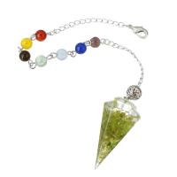 metal Péndulo, con Piedra peridoto, Joyería & para mujer, multicolor, 19x41mm, longitud:9.5 Inch, Vendido por UD