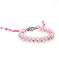 Strawberry Quartz Bracelet, with Zinc Alloy, Round, platinum color plated, Unisex 6mm Approx 7.09 Inch 